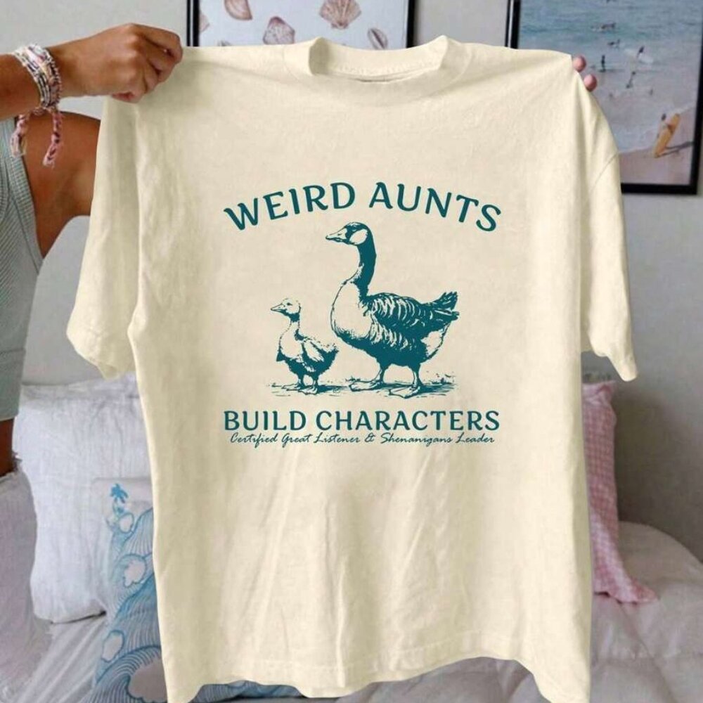 Weird Aunts Build Characters Short Sleeve Tee - Cream